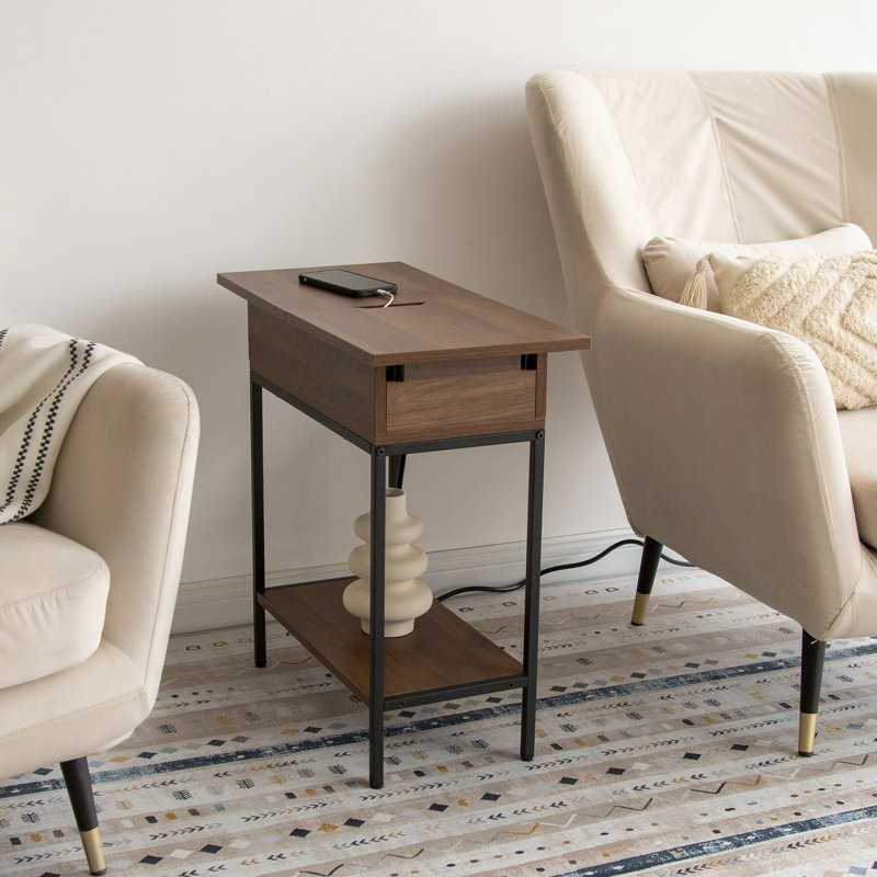 Biyanca End Table with Outlet 17 Stories Color Brown
